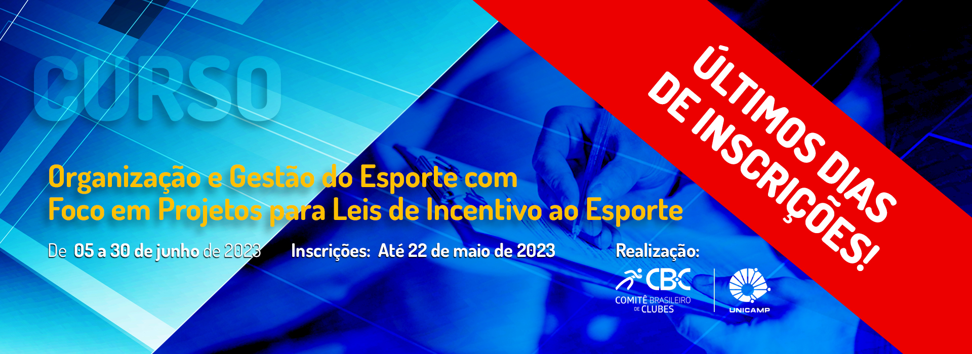 Últimos dias para se inscrever no Curso de Extensão "Organização e Gestão do Esporte com Foco em Projetos para LIE"