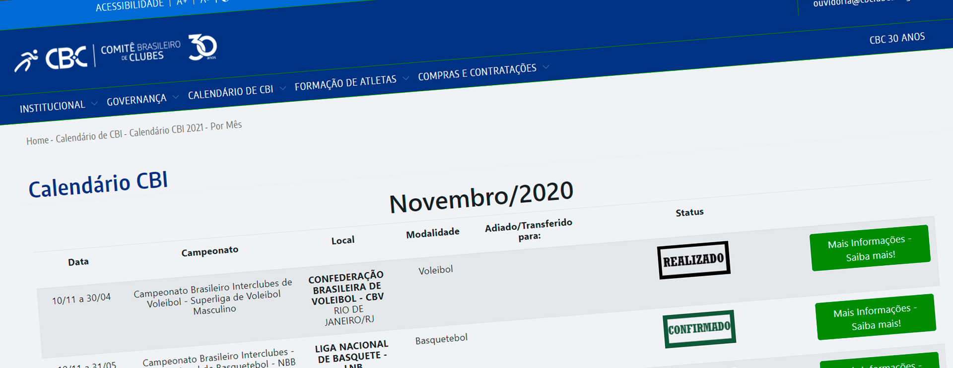 CBC apresenta nova funcionalidade no Calendário de CBI da Plataforma Digital,