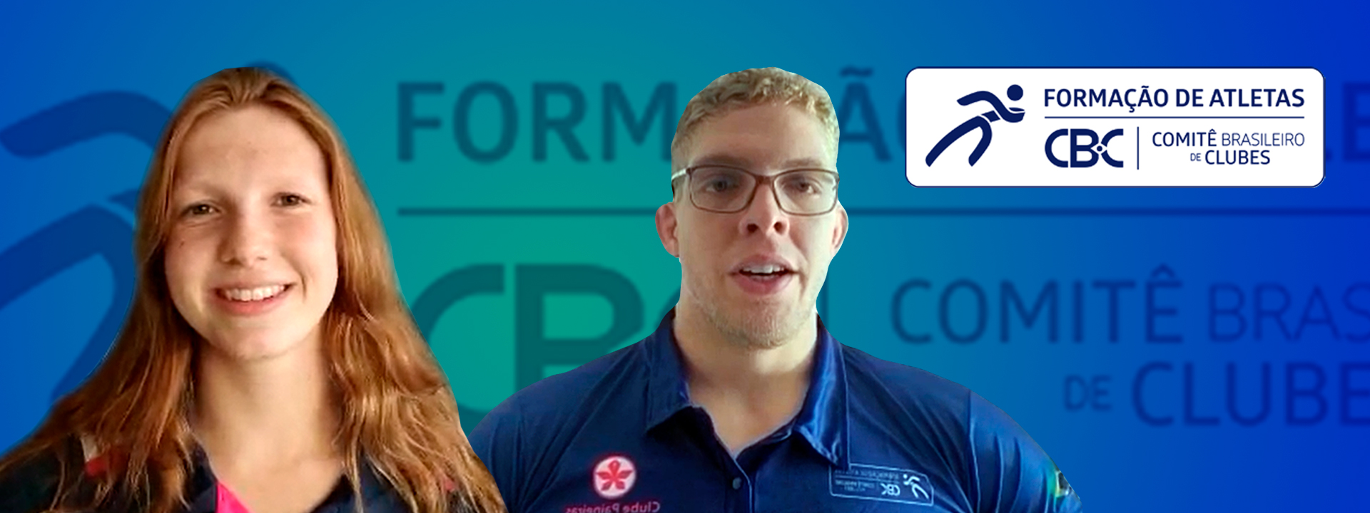Rafael Buzacarini, atleta olímpico do judô, e Stephanie Balduccini, atleta olímpica da natação, agradecem ao CBC pelo apoio