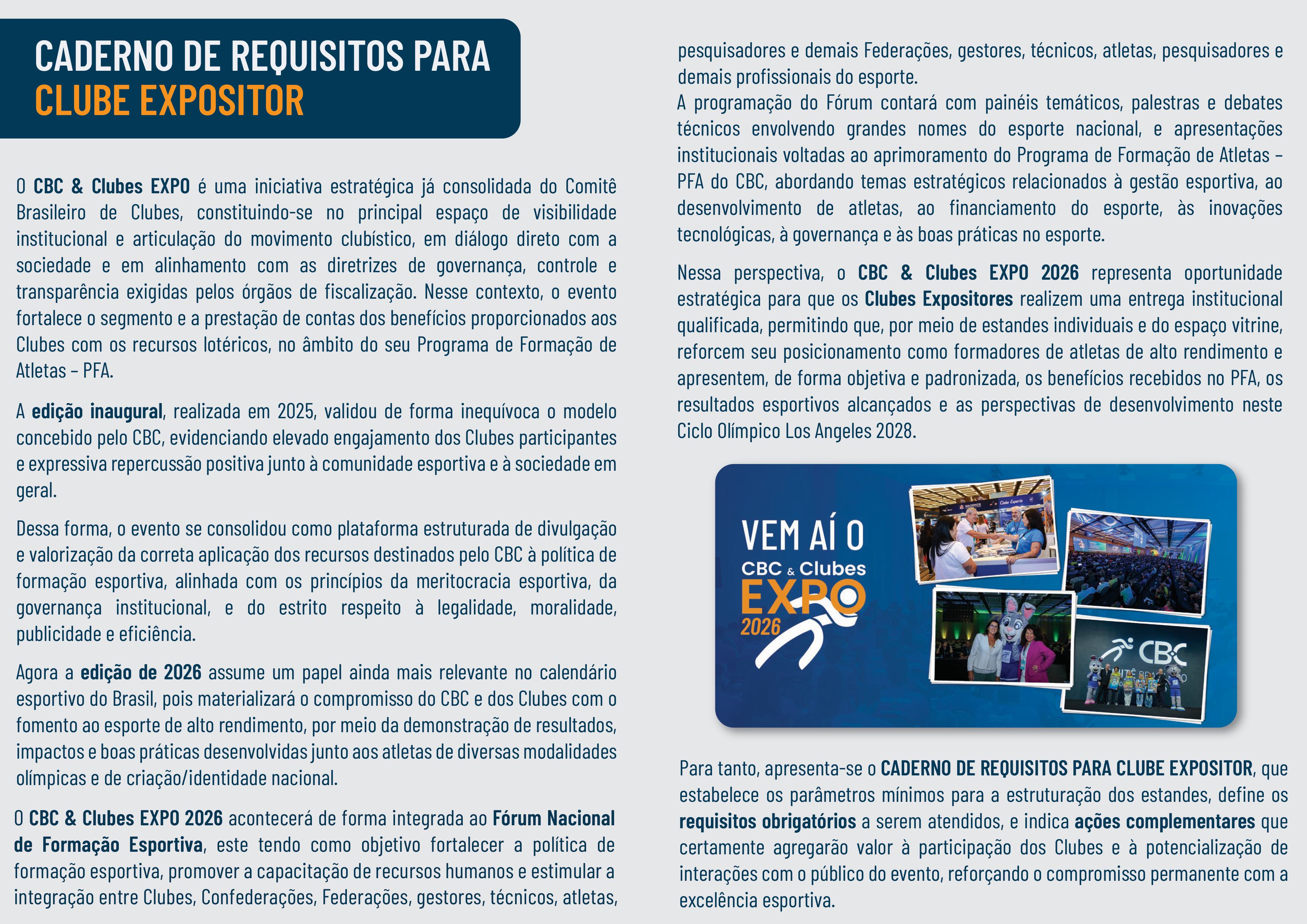 CADERNO DE REQUISITOS PARA CLUBE EXPOSITOR - CBC & Clubes EXPO