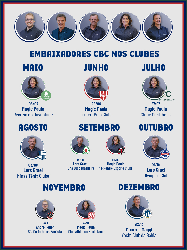 Calendário Programa Embaixadores nos Clubes