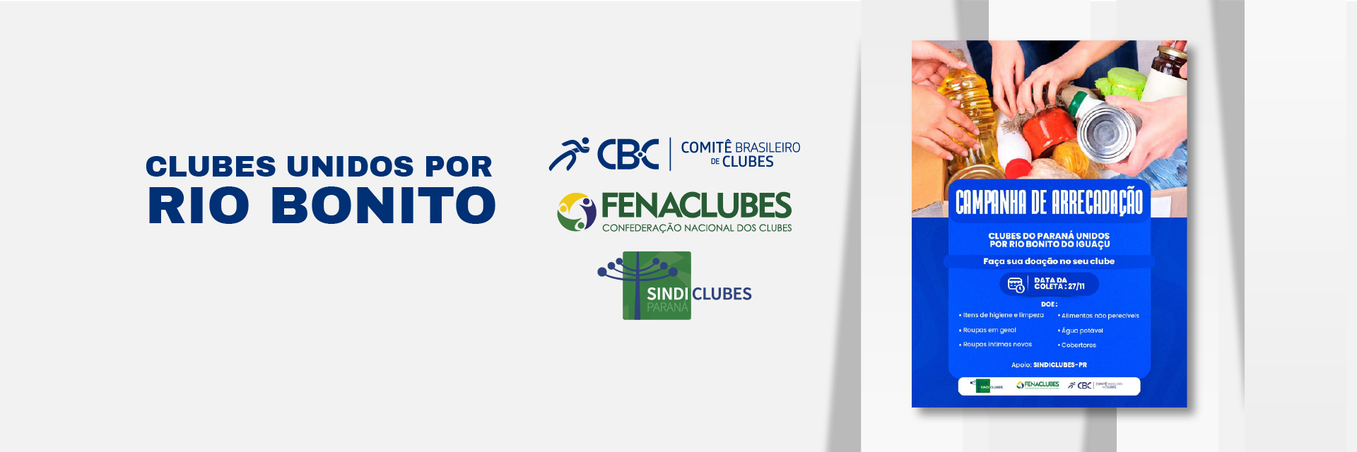 Clubes do Paraná se unem em campanha solidária por Rio Bonito do Iguaçu/PR