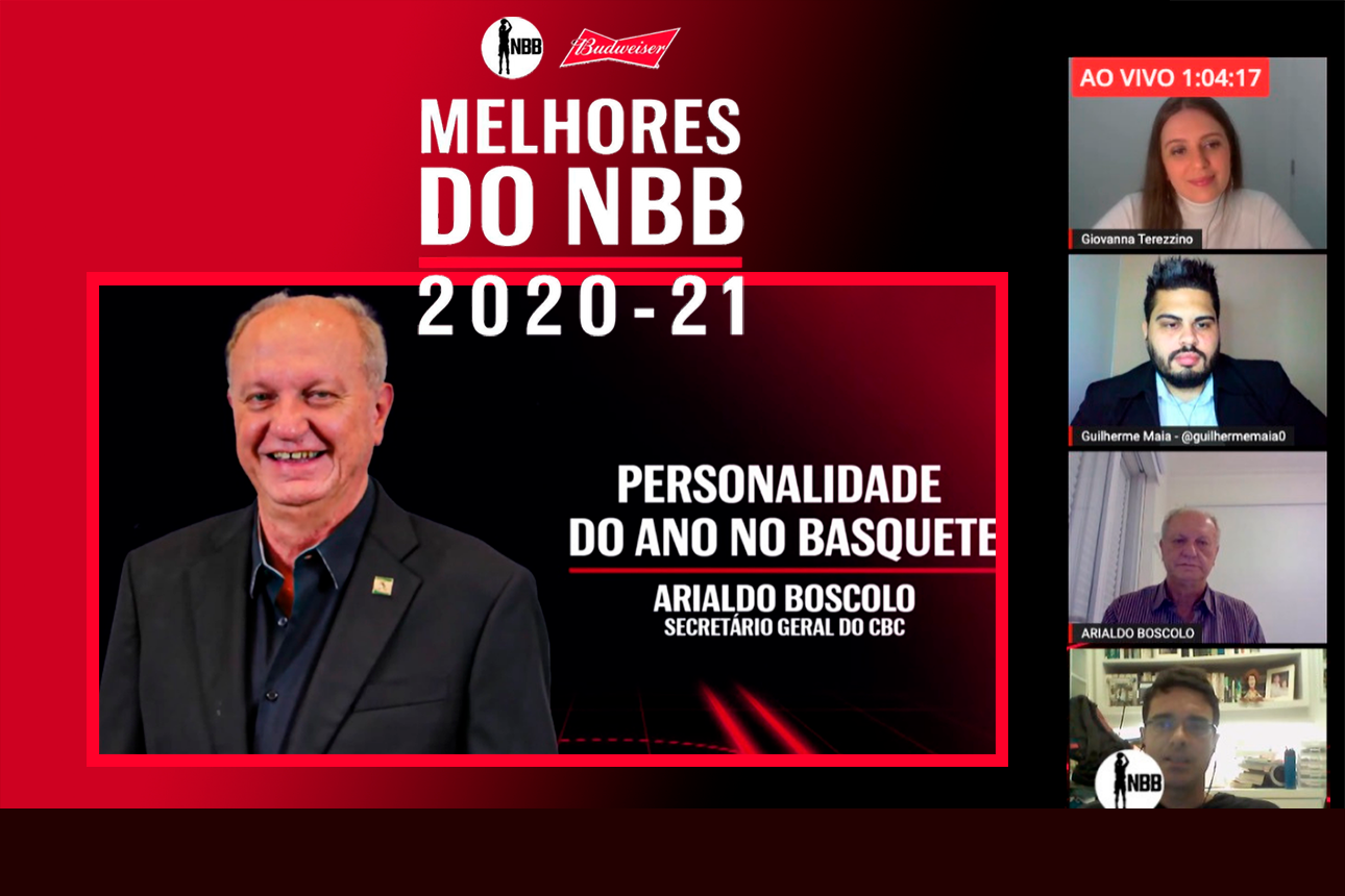 Premiação dos Melhores do Ano do NBB concede prêmio de Personalidade do Ano a Arialdo Boscolo, Secretário Geral do Conselho Consultivo do CBC